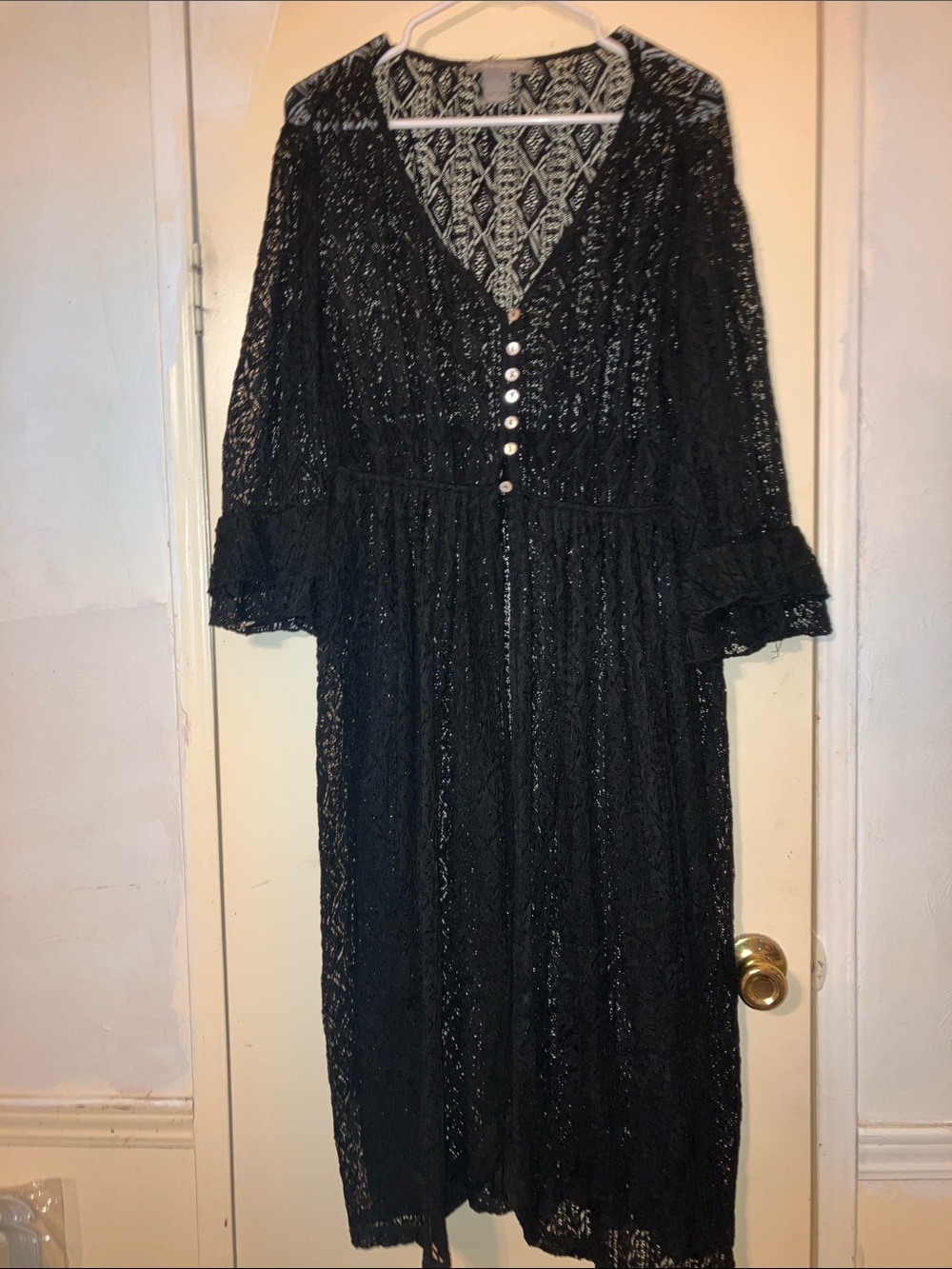 Kate & Mallory Black Lace Long-Sleeve Cardigan Dress - Picture 2 of 5